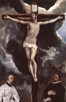 埃爾 格列柯 Christ on the Cross Adored by Donors